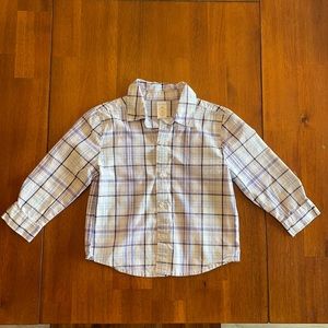 George 24 month purple plaid button down shirt